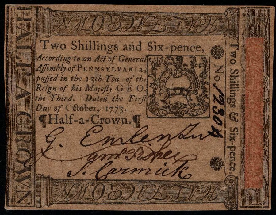 Лабораторный прибор PA-165 Superb Eye-Appeal PCGS CU63PPQ 2s6d 1773 Pennsylvania — фото лота 2