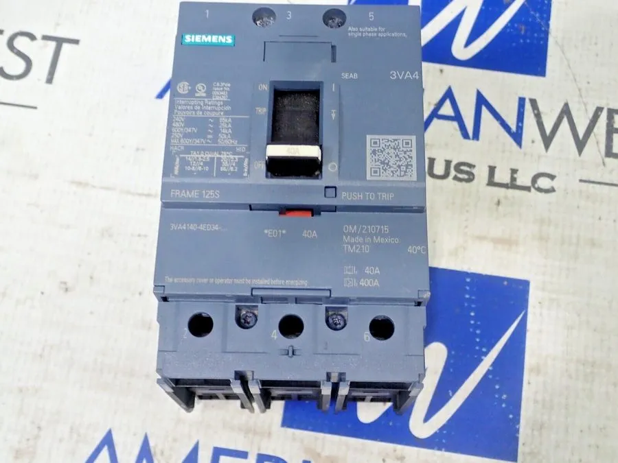 Автоматический выключатель Siemens 3VA4140-4ED34-0AA0 Circuit Breaker 40A 600Vac