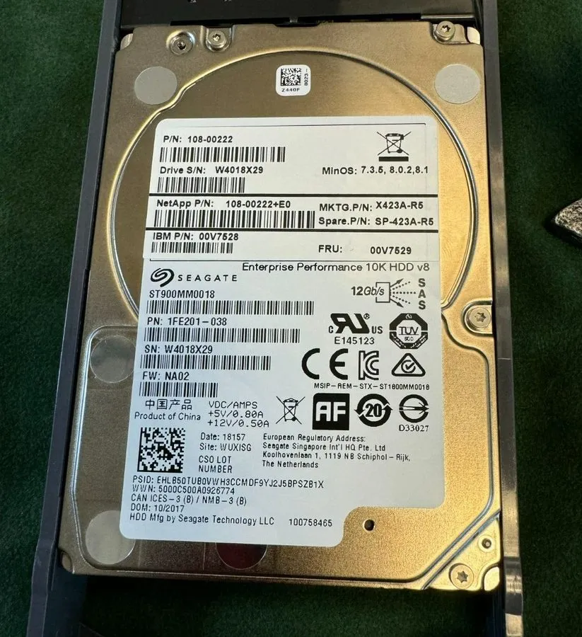 Жёсткий диск NETAPP X423A-R5 900GB 10K SAS 6GB 2.5in HDD 00V7528 108-00222+E0 SP