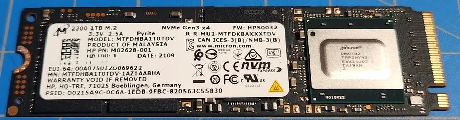 SSD-накопитель Micron MTFDHBA1T0TDV-1AZ1AABHA 1TB NVMe SSD M.2 2280 SN Last 5: E