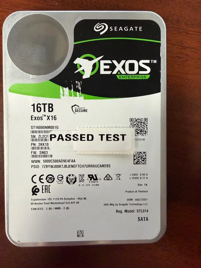 Жёсткий диск ST16000NM001G Seagate Exos X16 16TB SATA 7.2K RPM 512e 6GB/s 3.5" H