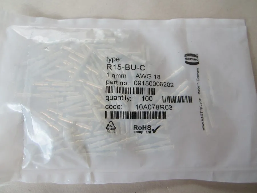 Электронный компонент 10x 09150006201 HARTING R15-BU-C Contact Crimp Socket 16 A