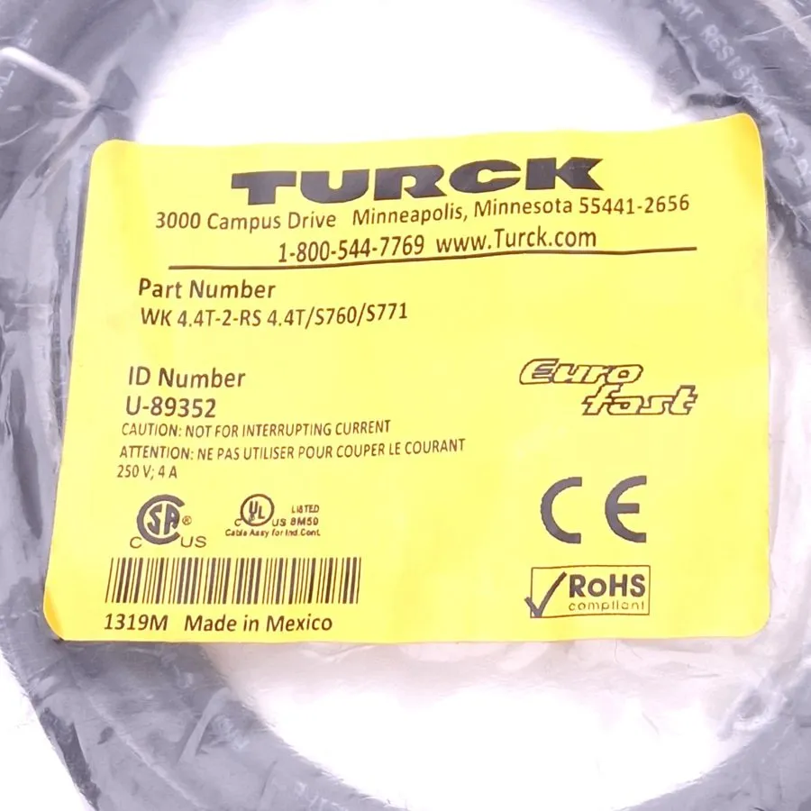 Соединительный кабель Turck RK 4.4T-2-RS 4.4T Cordset, M12 Male/ M12 Female, 4 C