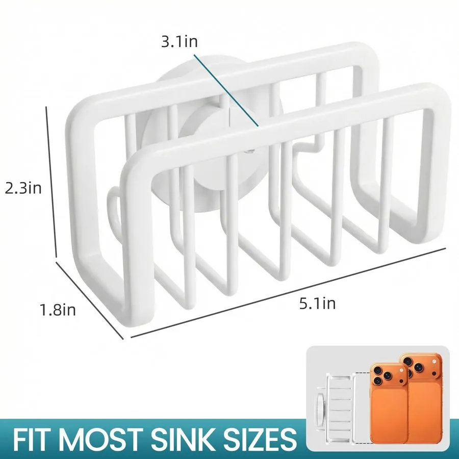 Вакуумная присоска Kitchen Sink Sponge Holder Strong Suction Cup Rustproof White — фото лота 1