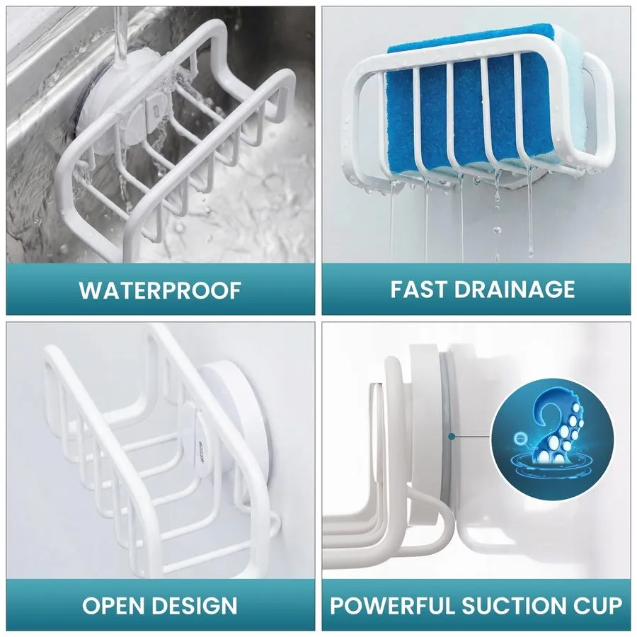 Вакуумная присоска Kitchen Sink Sponge Holder Strong Suction Cup Rustproof White — фото лота 4