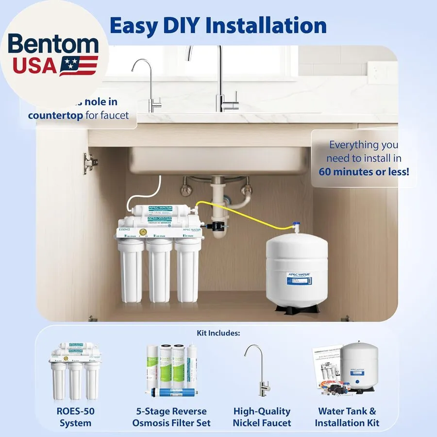 Насос ROES-50, 5-Stage Under Sink Reverse Osmosis Water Filter System, NSF Certi — фото лота 2
