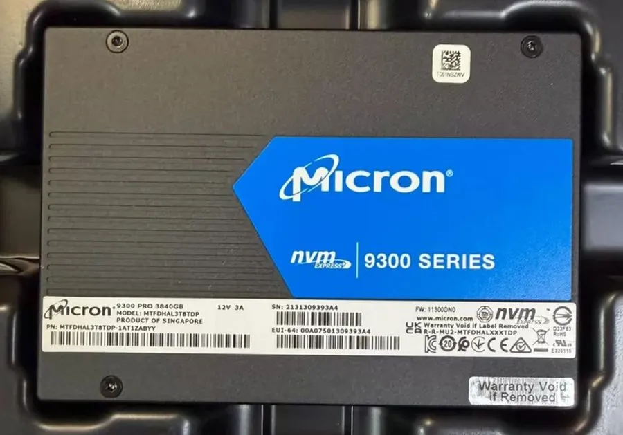 SSD-накопитель Micron 9300 PRO 3.84TB SSD 2.5" U.2 PCIe 3.0x4 NVMe MTFDHAL3T8TDP
