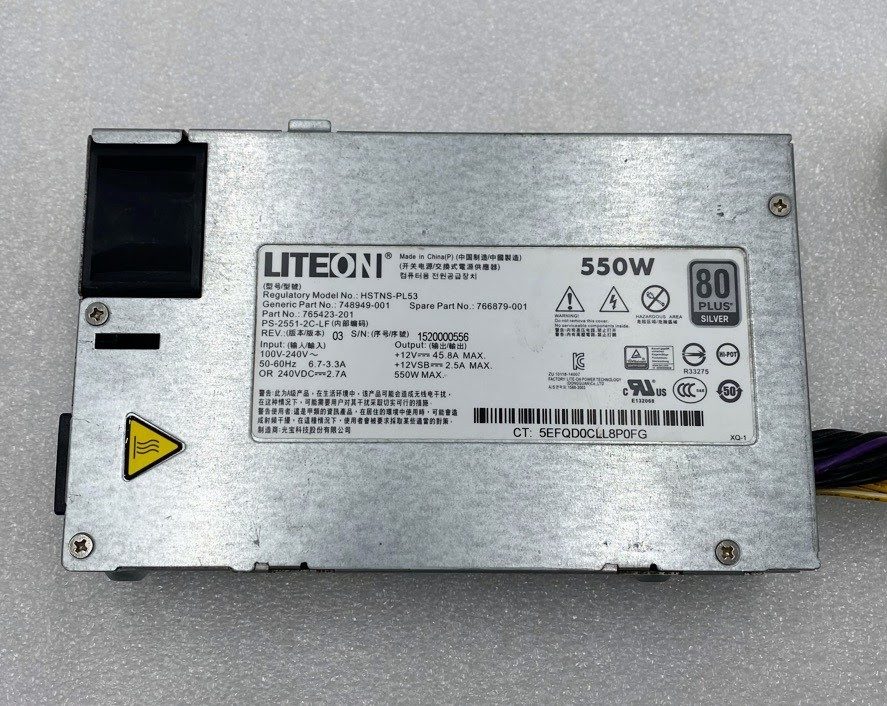 Блок питания HPE 766879-001 550W 1U 12V Non-Hot Plug Power Supply — фото лота 1