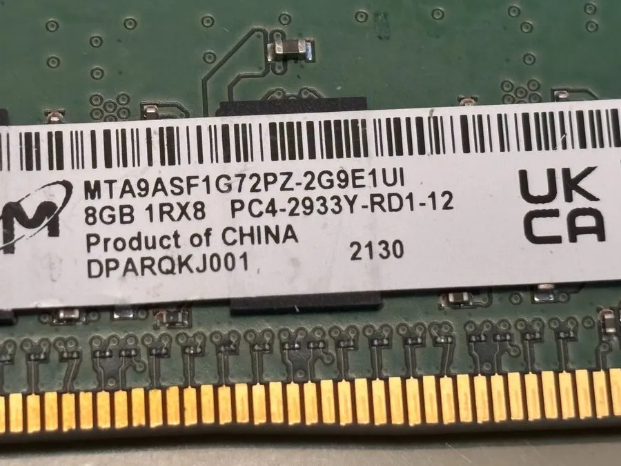 Модуль памяти MICRON MTA9ASF1G72PZ-2G9E1UI 8GB 1Rx8 PC4-2933Y ECC Reg 1.2V 288-p — фото лота 2
