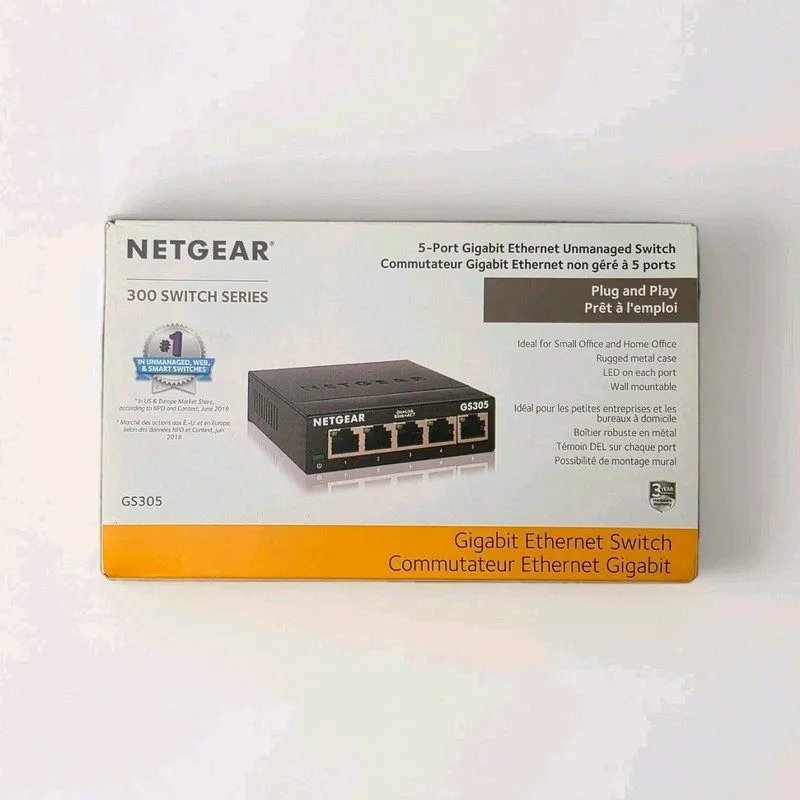 Коммутатор NETGEAR 5-Port Gigabit Ethernet Switch Desktop or Wallmount (GS305)