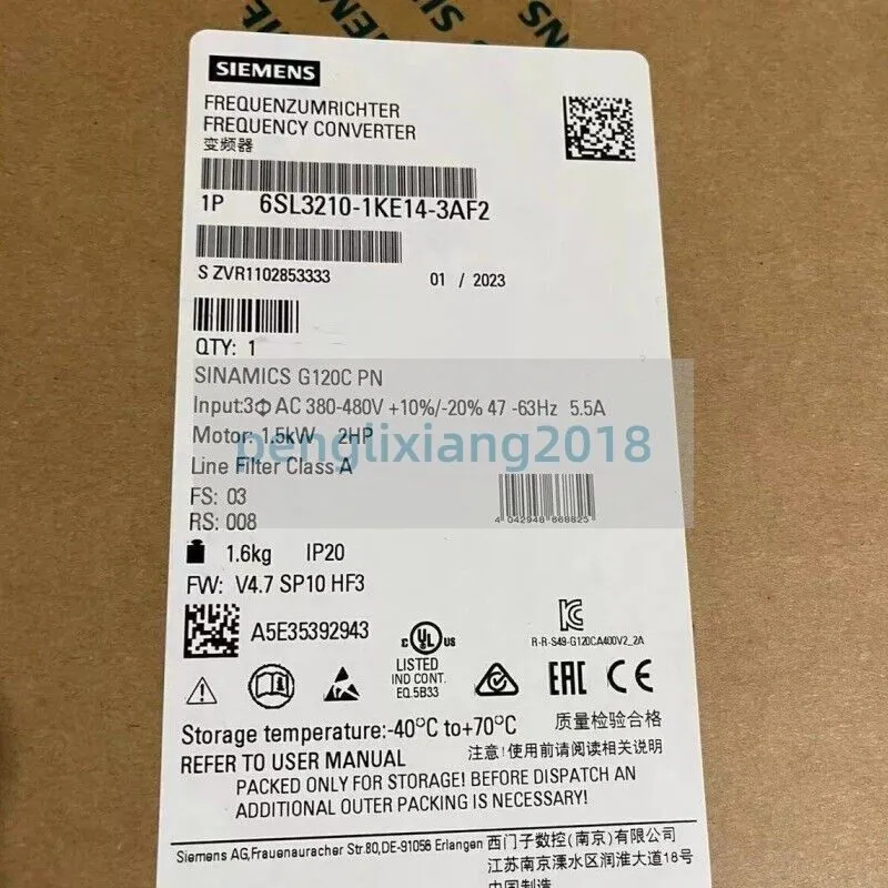 Частотный преобразователь Siemens Sinamics G120C PN 6SL3210-1KE14-3AF2 1.5kW