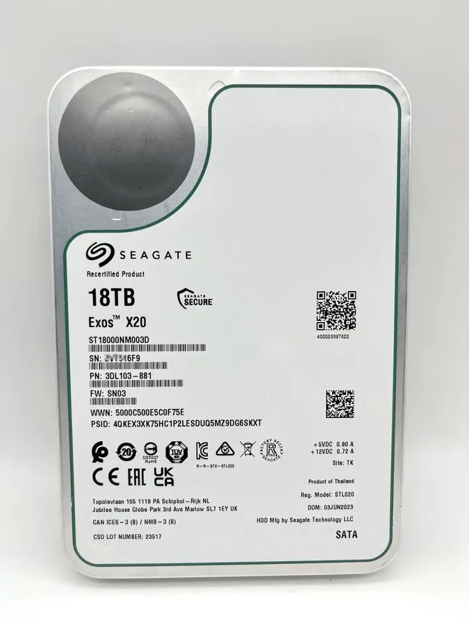 Жёсткий диск Seagate Exos X20 ST18000NM003D 18TB SATA 6Gb/s 7200 3.5" Enterprise