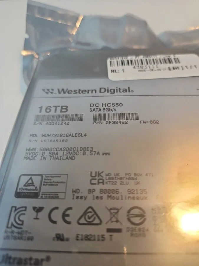 Жёсткий диск WD WUH721816ALE6L4 16TB SATA Ultrastar DC HC550 3.5" LFF Hard Drive