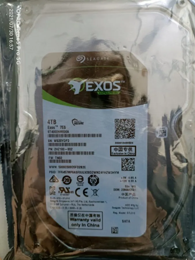 Жёсткий диск Seagate Exos ST4000NM000A 4TB 7E8 7.2K 6Gb/s 256MB 3.5" 2HZ100 SATA