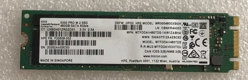 SSD-накопитель P20608-002 HPE Micron 5300 Pro 480GB M.2 2280 6Gb/sb SATA Solid S — фото лота 1