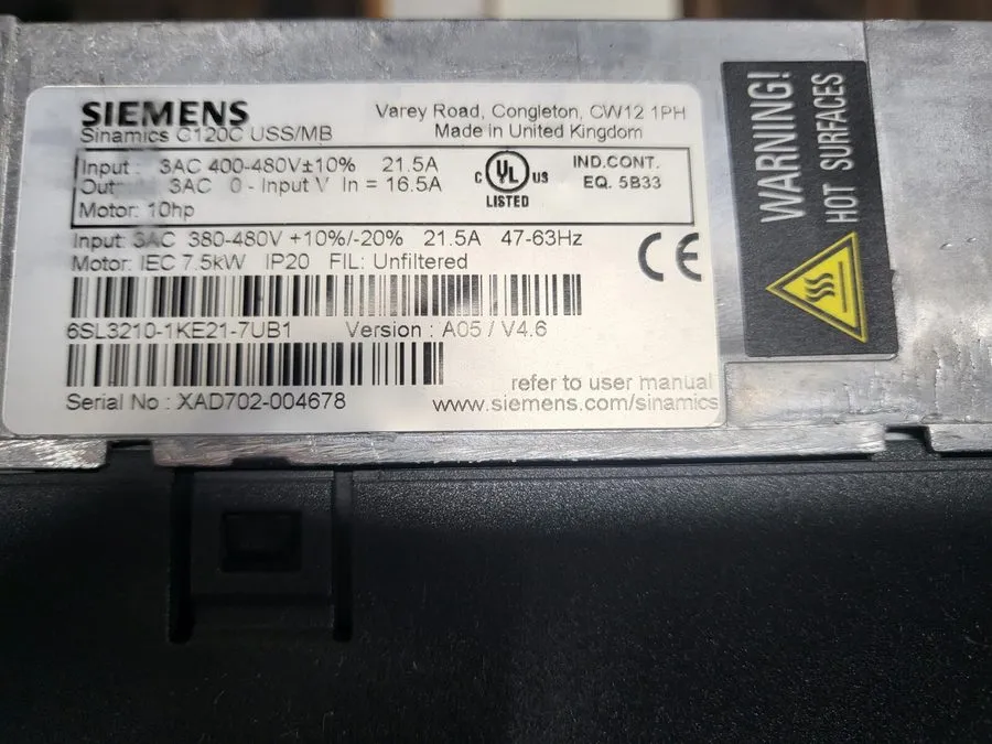 Частотный преобразователь SIEMENS SINAMICS G120C Rated Power 6SL3210-1KE21-7UB1 — фото лота 2