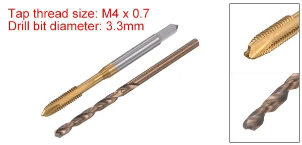 Режущий инструмент Metric Tap And Drill Bit Set 2 Taps M4x0.7 HSS 2 Drill Bits 3 — фото лота 1
