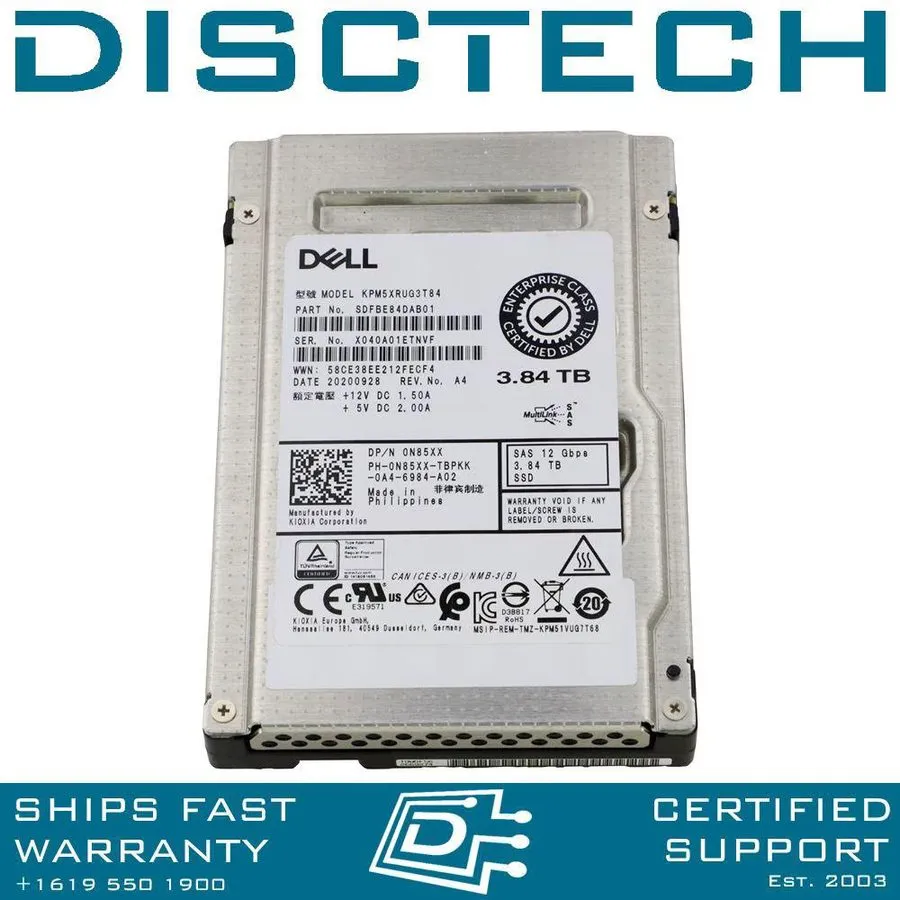 SSD-накопитель Dell N85XX / KIOXIA Toshiba KPM5XRUG3T84 SDFBE84DAB01 3.84TB 12Gb