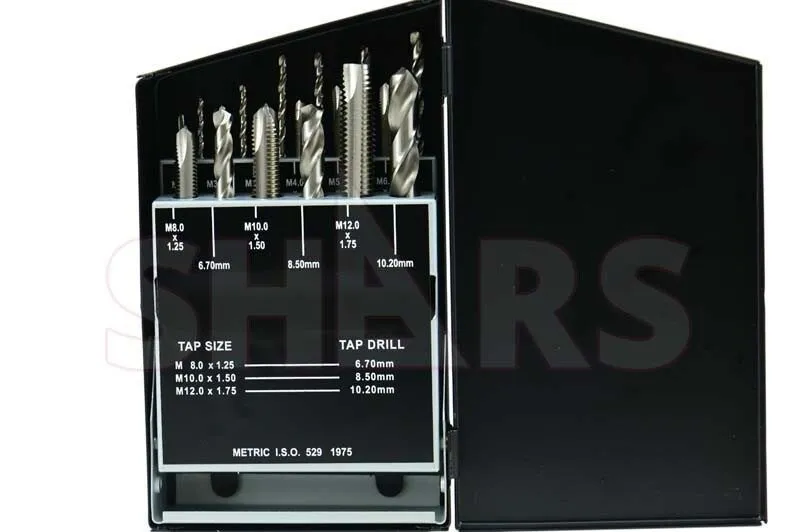 Режущий инструмент M2.5x0.45 to M12x1.75 2.05 to 10.2MM HSS Metric Point Tap & D