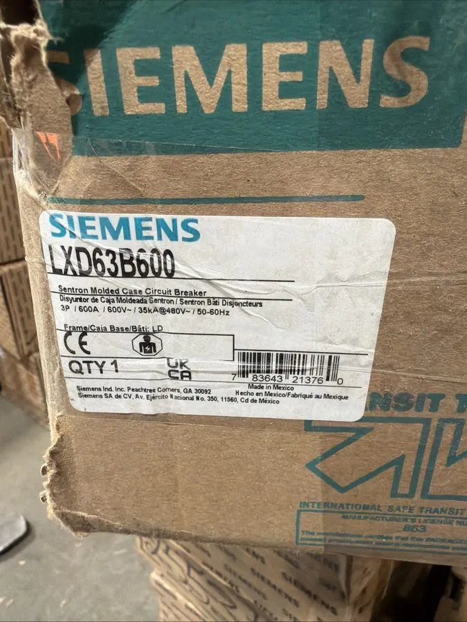 Автоматический выключатель Siemens Sentron LXD63B600 Main Breaker 600A 3-Pole 60