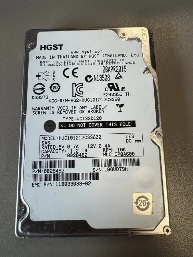 Жёсткий диск HGST HUC101212CSS600 0B28482 1.2TB 10K RPM 6Gb/s 2.5" SAS HDD Hard 