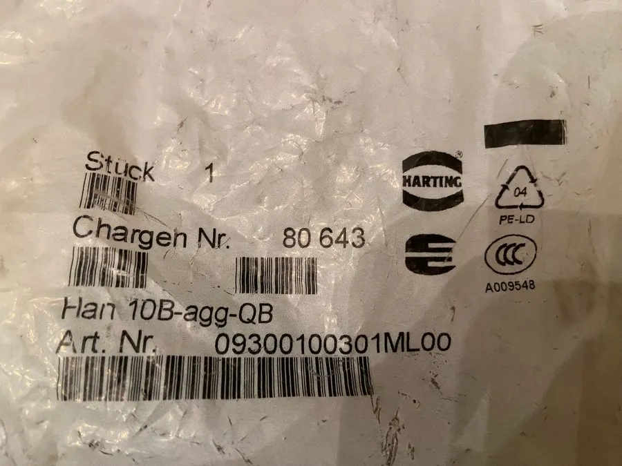 Разъём Harting 09300100301ML00 Connector (Han 10B-agg-QB)