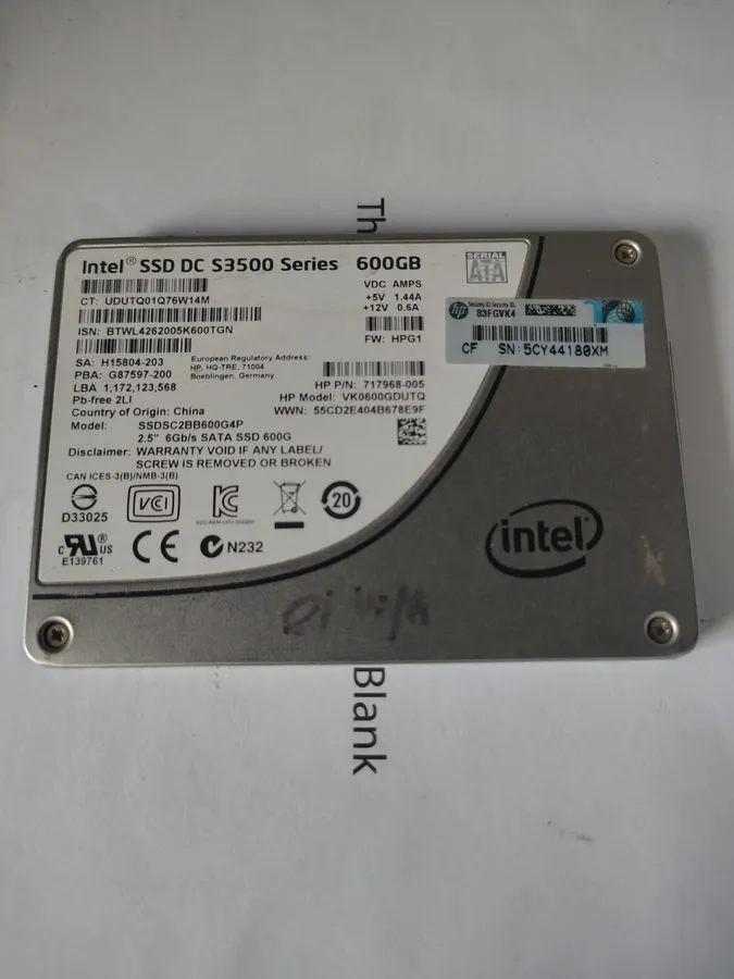SSD-накопитель Intel 600GB SATA SSD 2.5" Intel DC S3500 SSD SSDSC2BB600G4