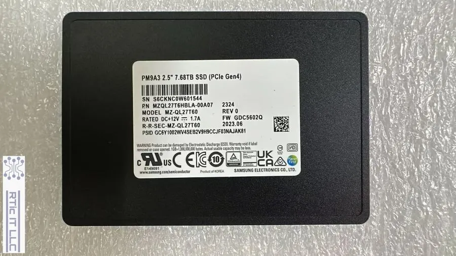 SSD-накопитель MZ-QL27T60 Samsung PM9A3 7.68TB PCIe Gen4 NVMe U.2 2.5'' SSD MZQL