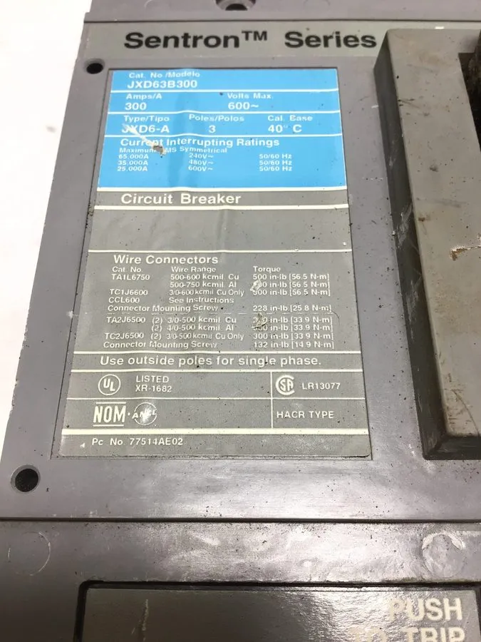 Автоматический выключатель Siemens / ITE Sentron 300 Amp Circuit Breaker 600 VAC