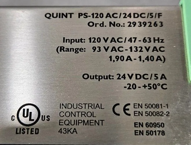 Блок питания Phoenix Contact PS-120 AC/24DC/5 2939069 DIN Rail Power Supply 24VD