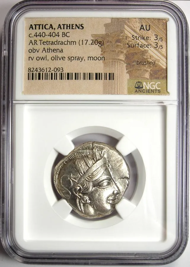 Лабораторный прибор Attica Athens Greek Silver Owl AR Tetradrachm 440-404 BC NGC