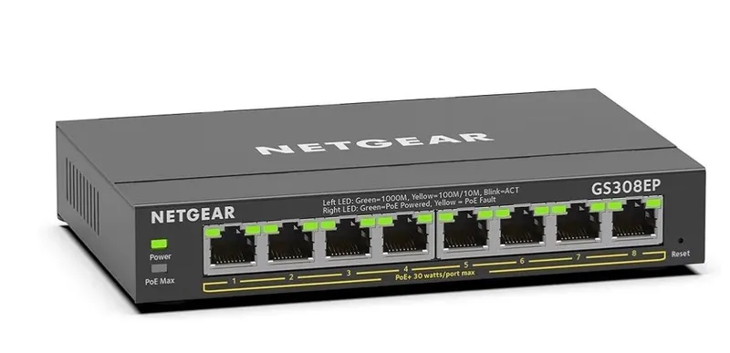 Коммутатор NETGEAR GS308EP 8-Port Gigabit PoE+ Smart Managed Ethernet Switch 62W