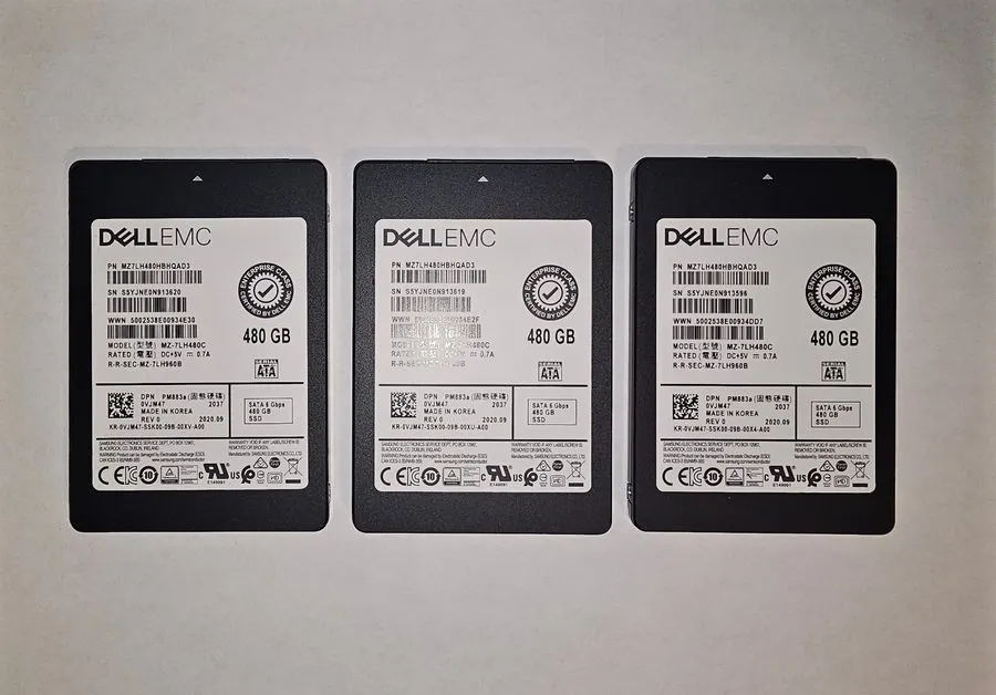 Жёсткий диск VJM47 0VJM47 MZ-7LH480C DELL SAMSUNG PM883A 480GB 6G 2.5" SATA SOLI