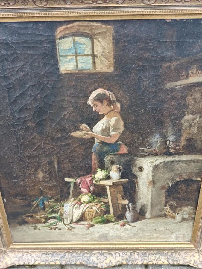 Лабораторный прибор Hermann Kern 1839-1912 Painting Young Woman/Maid in Kitchen  — фото лота 1