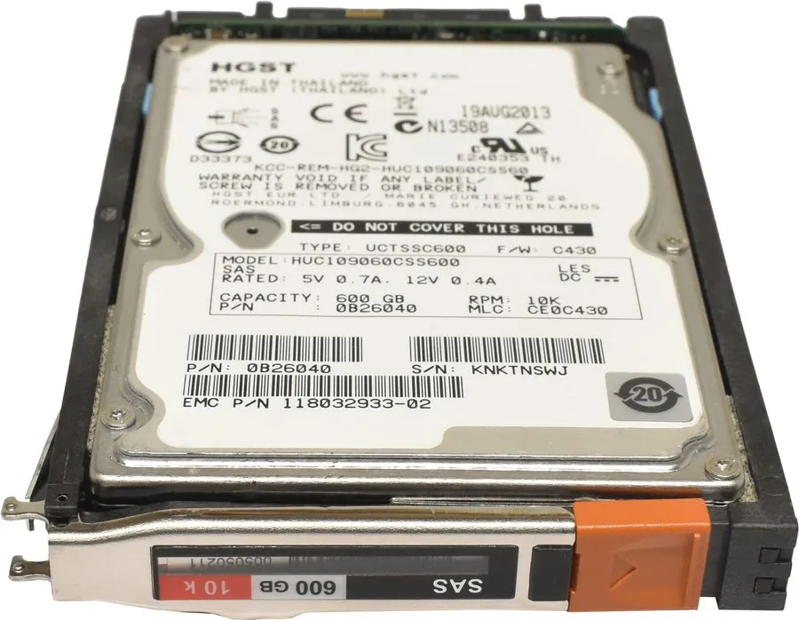 Жёсткий диск EMC HGST 600GB 2.5" 10K 6G SAS HDD HUC109060CSS600 0B26040 11803293