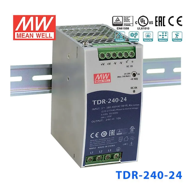Блок питания MEAN WELL TDR-240-24 DIN RAIL POWER SUPPLY 240W 24VDC 10A