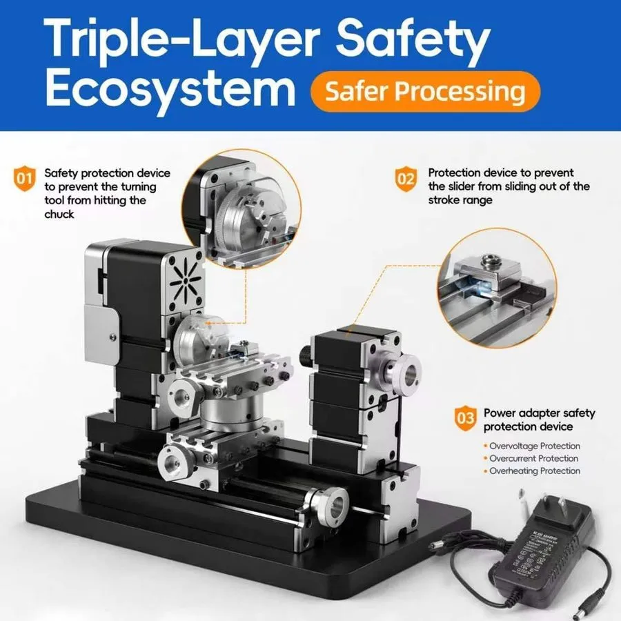 Оборудование ЧПУ High Power 60W Powerful Mini Metal DIY 4-axis Rotating Lathe La — фото лота 2