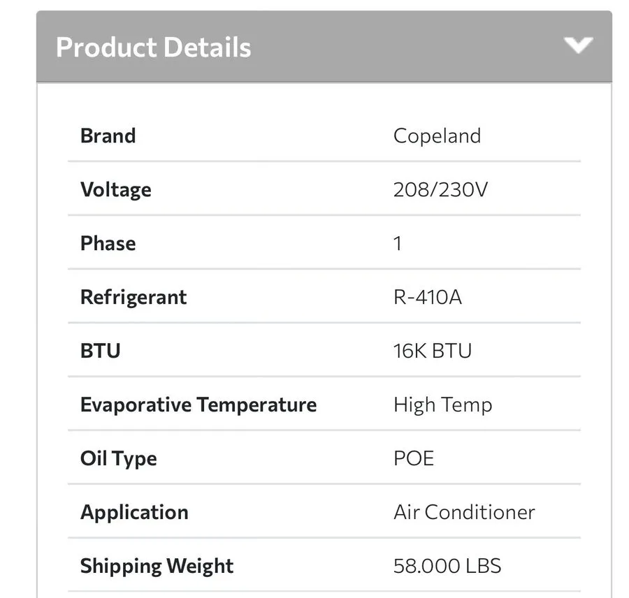Компрессор Copeland ZP16K5E-PFV-800 Scroll Compressor 15,500 BTU R410A 1PH ZP16K — фото лота 2