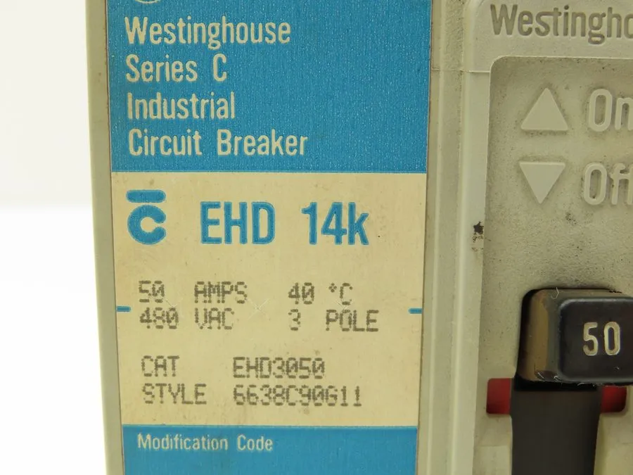 Автоматический выключатель Eaton Ehd3050 Molded Case Circuit Breaker, 50 A, 480V