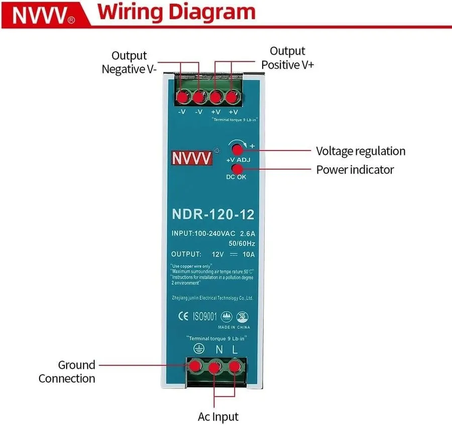 Блок питания Mean Well NDR-120-12 Switching Power Supply DIN Rail Type 120W 12V 