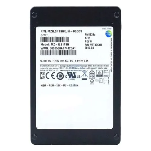 SSD-накопитель HP Samsung PM1633a 1.92TB 12G SAS 2.5" SSD 874431-002 MZ-ILS1T9N 