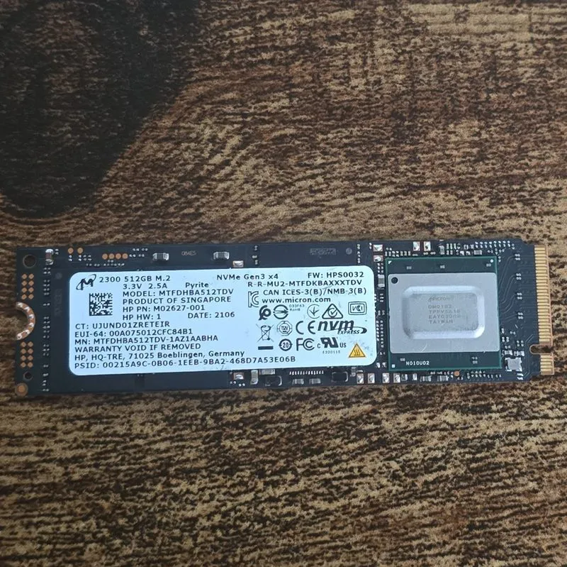 SSD-накопитель Micron 2300 512GB M.2 2280 NVMe PCIe Gen3 x4 SSD MTFDHBA512TDV