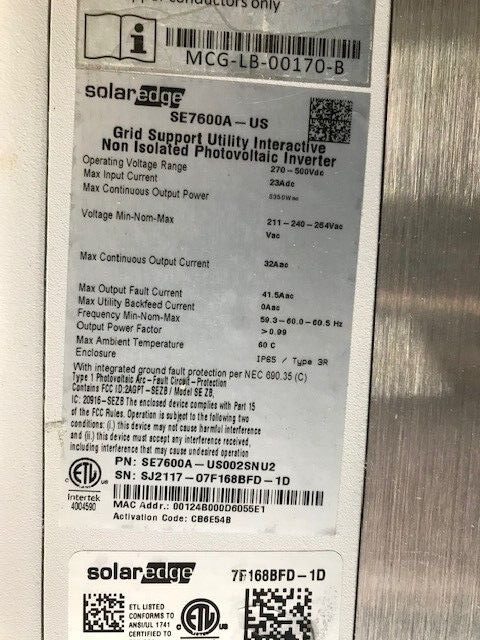 Инвертор Solaredge SE7600A-US Solar Inverter ( ) parts or working?????