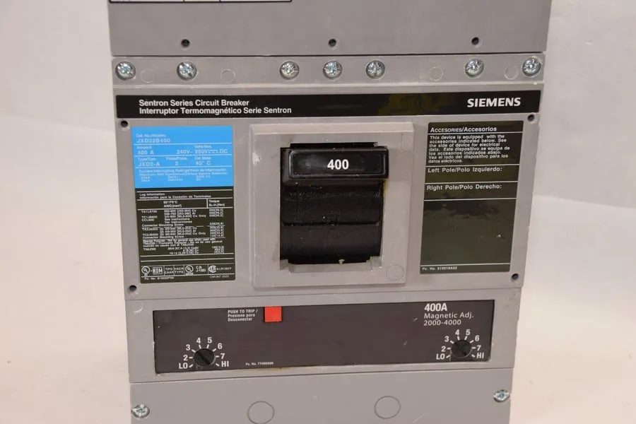 Автоматический выключатель Siemens JXD22B400 400A 2-Pole 240V Sentron Series Cir