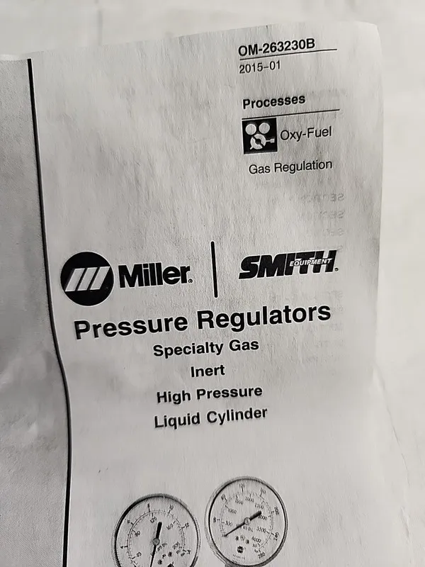 Трубопроводная арматура Miller Pressure Gas Regulator OM-263230B PSI 3000; Argon