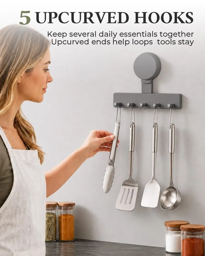 Вакуумная присоска 5-Hook Suction Cup Shower Rack, Wall Organizer — фото лота 2