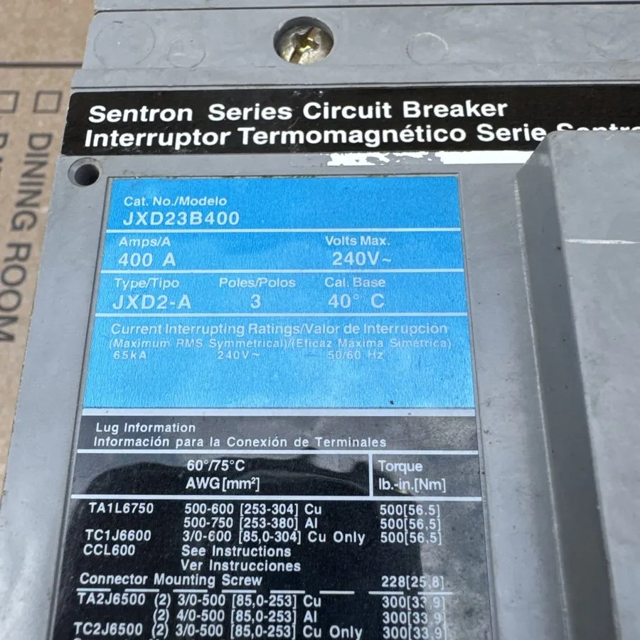 Автоматический выключатель SIEMENS SENTRON JXD2-A CIRCUIT BREAKER JXD23B400 400A