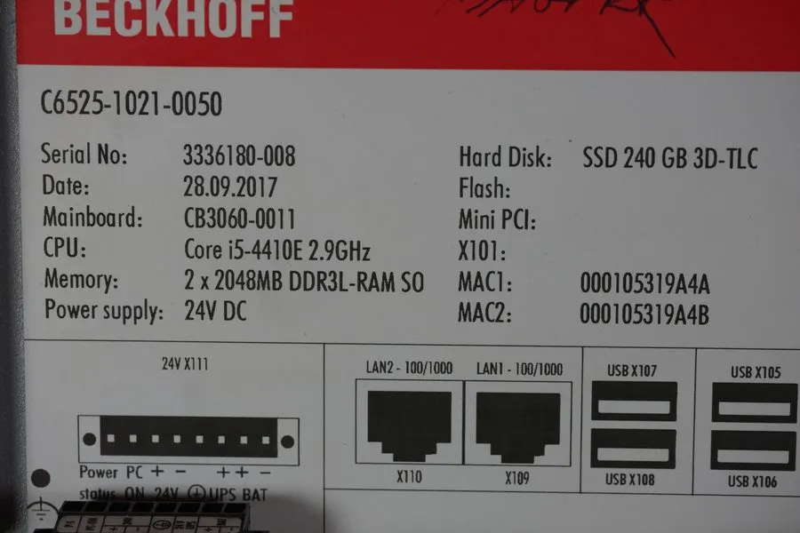 Промышленный компьютер Beckhoff C6525-1021-0050 Industrial PC Available Now — фото лота 1