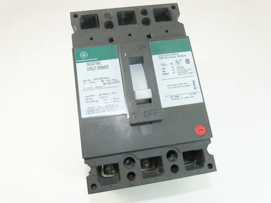 Автоматический выключатель GE TED134015WL 15A 3-Pole 480V AC E-Frame Circuit Bre