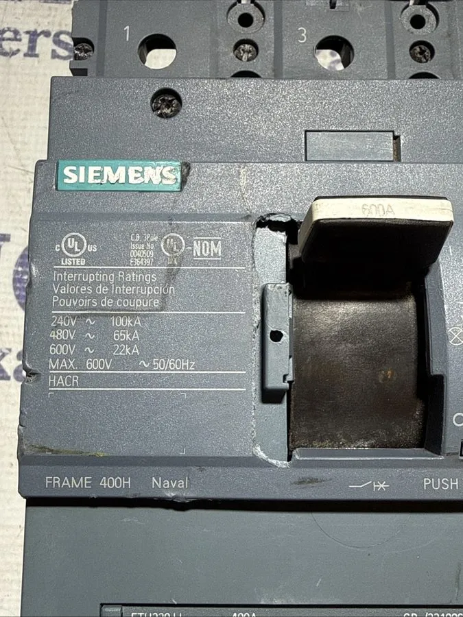 Автоматический выключатель Siemens 3VA6460-6HL31-0AA0 3P 600A 600V Breaker w/Tri — фото лота 1